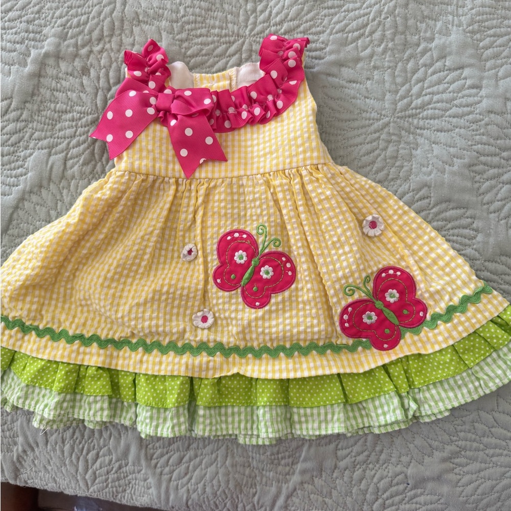 Rare Editions Yellow and Pink Gingham Dress